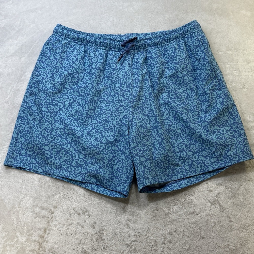 SSCO Swim Shorts LG Blue‎ Floral Print 5.5" Inseam Lined Swim Trunks